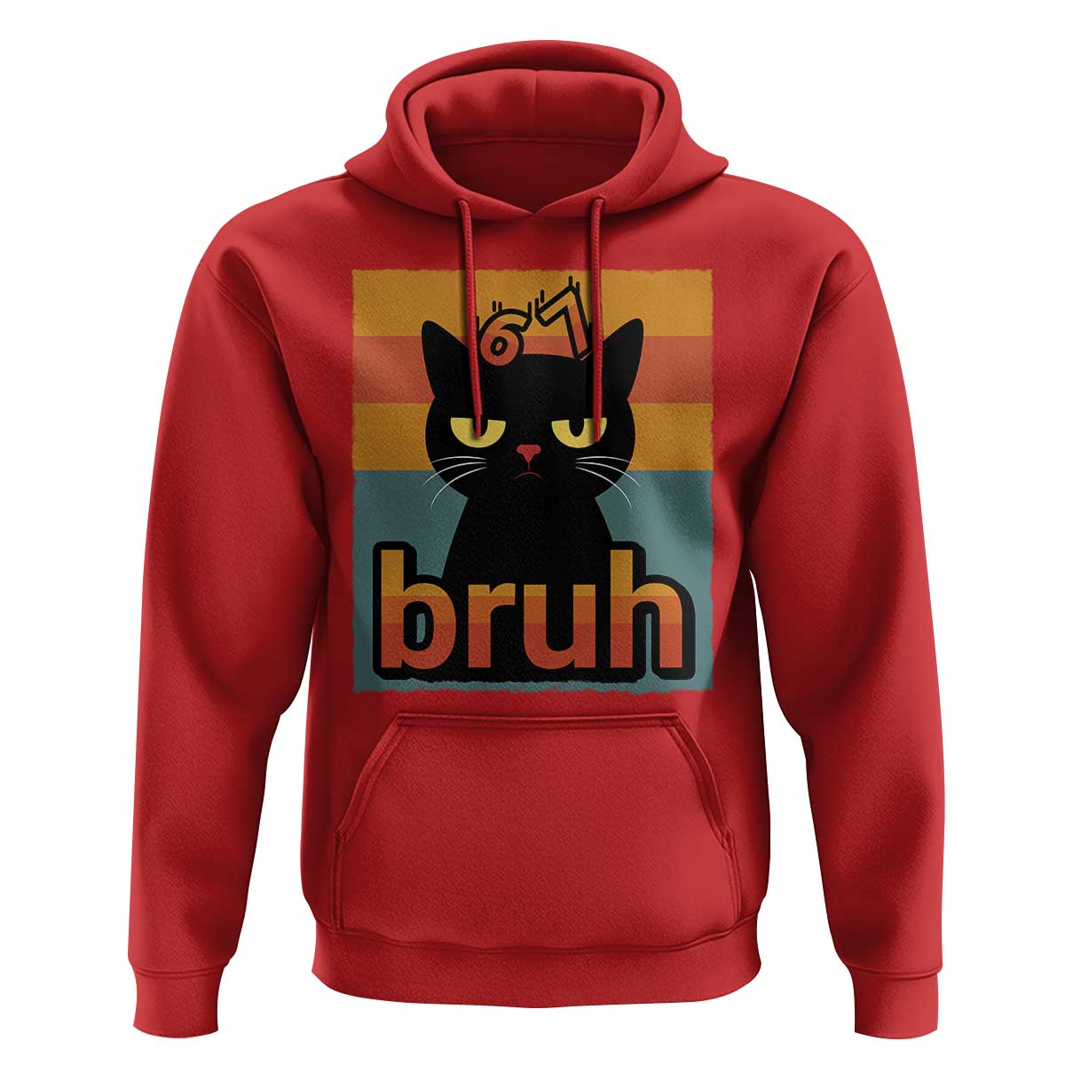 67 Six Seven Bruh Cat Meme Hoodie Cute Black Cat Funny Saying - Wonder Print Shop