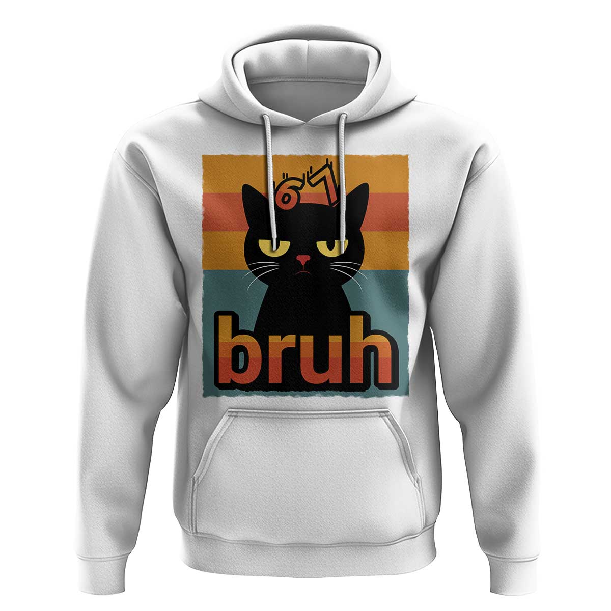 67 Six Seven Bruh Cat Meme Hoodie Cute Black Cat Funny Saying - Wonder Print Shop