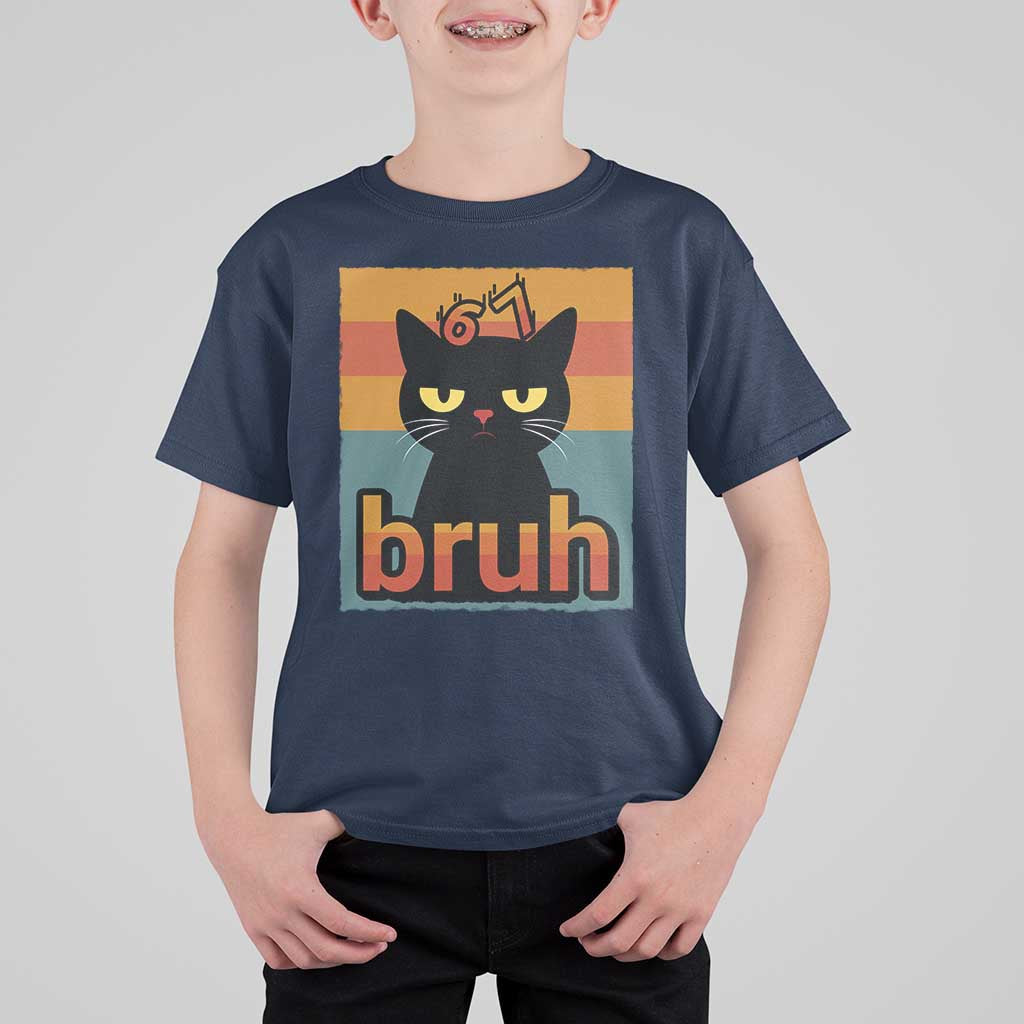 67 Six Seven Bruh Cat Meme T Shirt For Kid Cute Black Cat Funny Saying - Wonder Print Shop