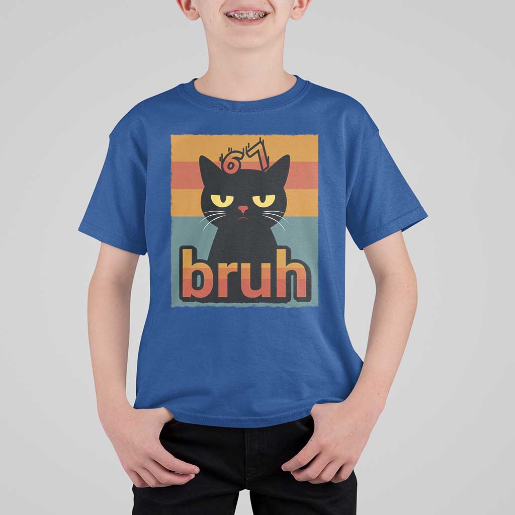 67 Six Seven Bruh Cat Meme T Shirt For Kid Cute Black Cat Funny Saying - Wonder Print Shop