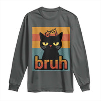 67 Six Seven Bruh Cat Meme Long Sleeve Shirt Cute Black Cat Funny Saying - Wonder Print Shop