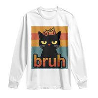 67 Six Seven Bruh Cat Meme Long Sleeve Shirt Cute Black Cat Funny Saying - Wonder Print Shop