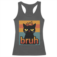 67 Six Seven Bruh Cat Meme Racerback Tank Top Cute Black Cat Funny Saying - Wonder Print Shop