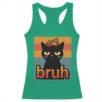 67 Six Seven Bruh Cat Meme Racerback Tank Top Cute Black Cat Funny Saying - Wonder Print Shop