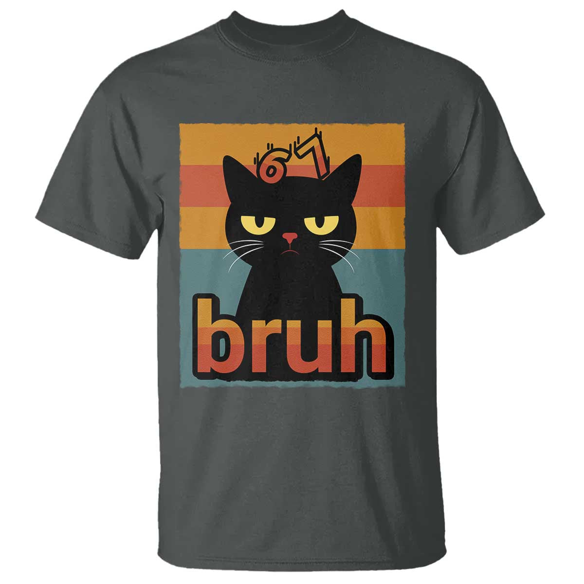 67 Six Seven Bruh Cat Meme T Shirt Cute Black Cat Funny Saying - Wonder Print Shop