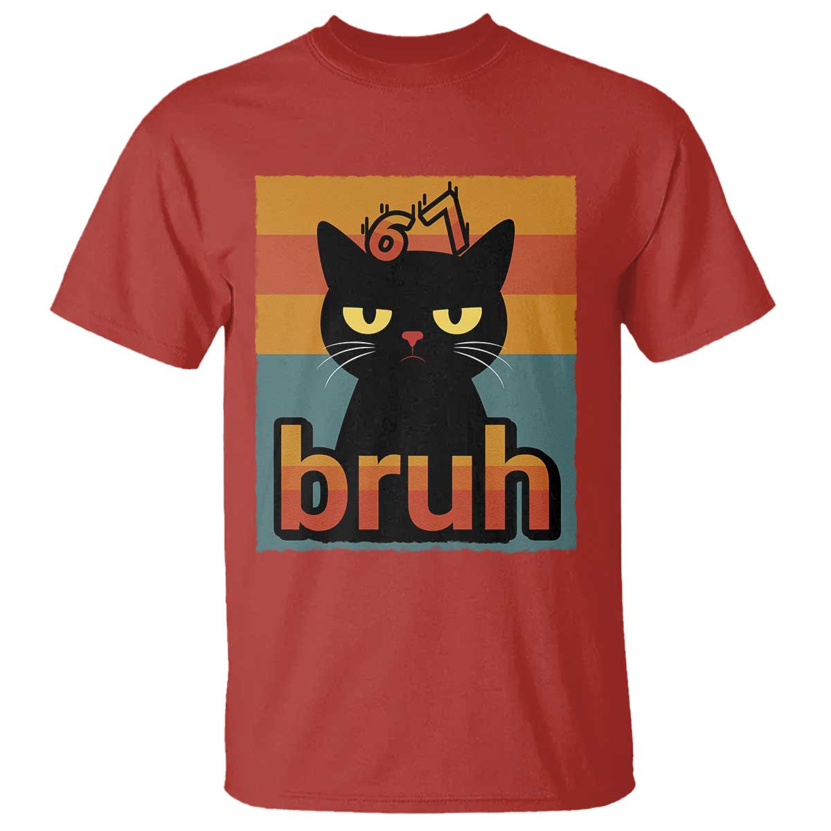 67 Six Seven Bruh Cat Meme T Shirt Cute Black Cat Funny Saying - Wonder Print Shop