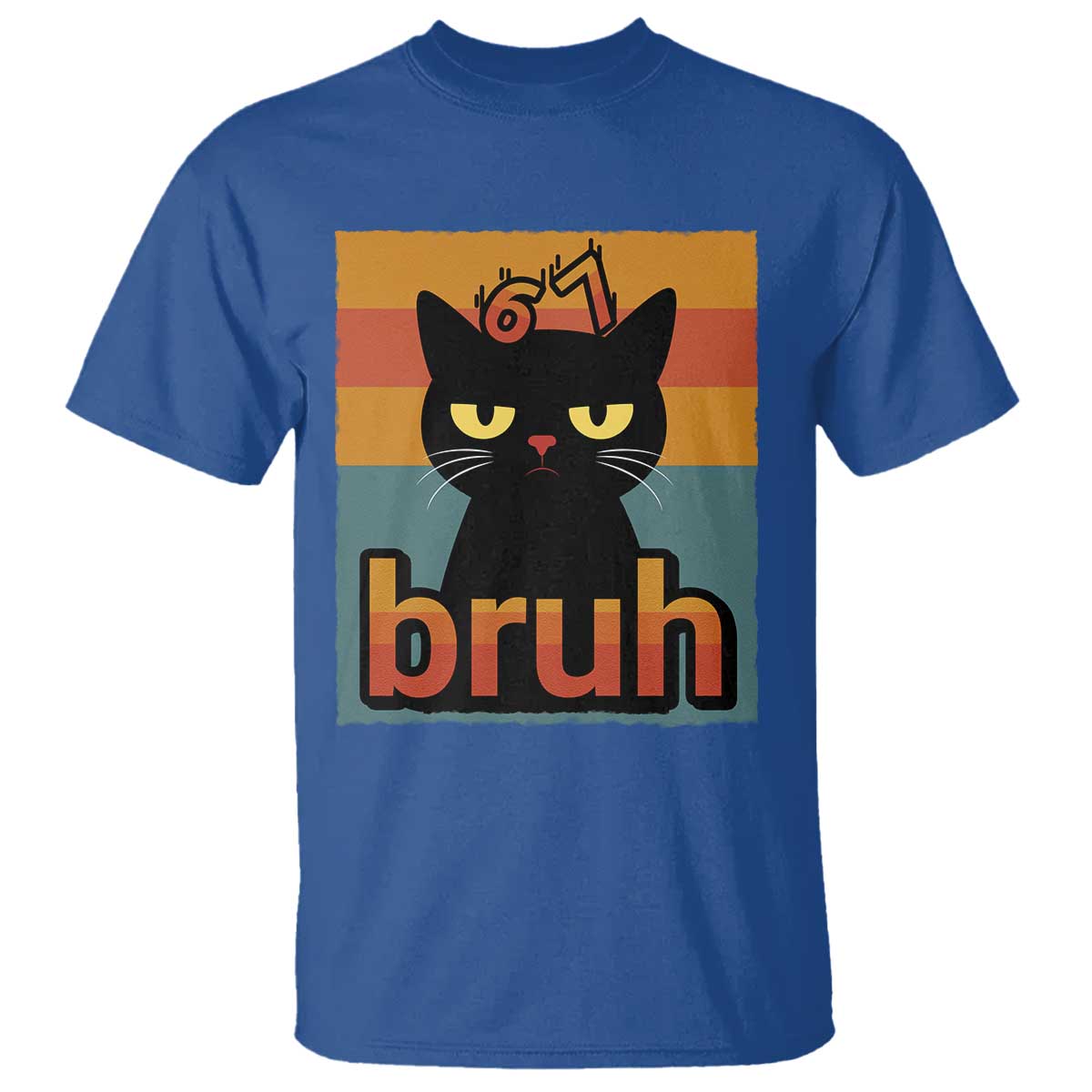 67 Six Seven Bruh Cat Meme T Shirt Cute Black Cat Funny Saying - Wonder Print Shop