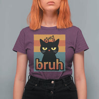 67 Six Seven Bruh Cat Meme T Shirt For Women Cute Black Cat Funny Saying - Wonder Print Shop