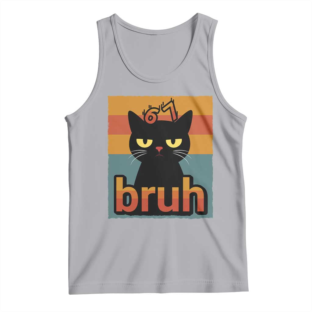 67 Six Seven Bruh Cat Meme Tank Top Cute Black Cat Funny Saying - Wonder Print Shop