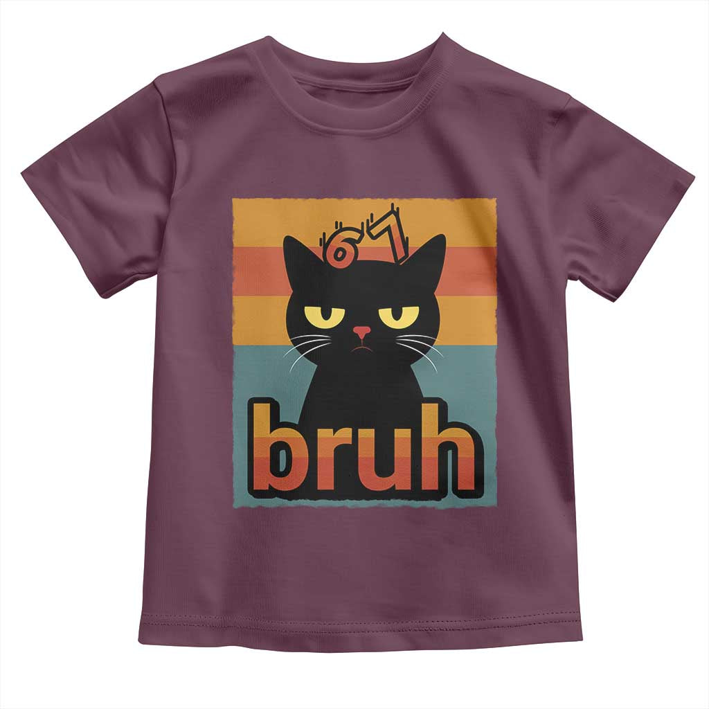 67 Six Seven Bruh Cat Meme Toddler T Shirt Cute Black Cat Funny Saying - Wonder Print Shop