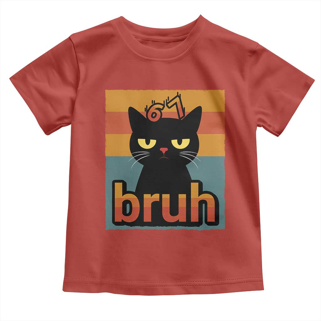 67 Six Seven Bruh Cat Meme Toddler T Shirt Cute Black Cat Funny Saying - Wonder Print Shop