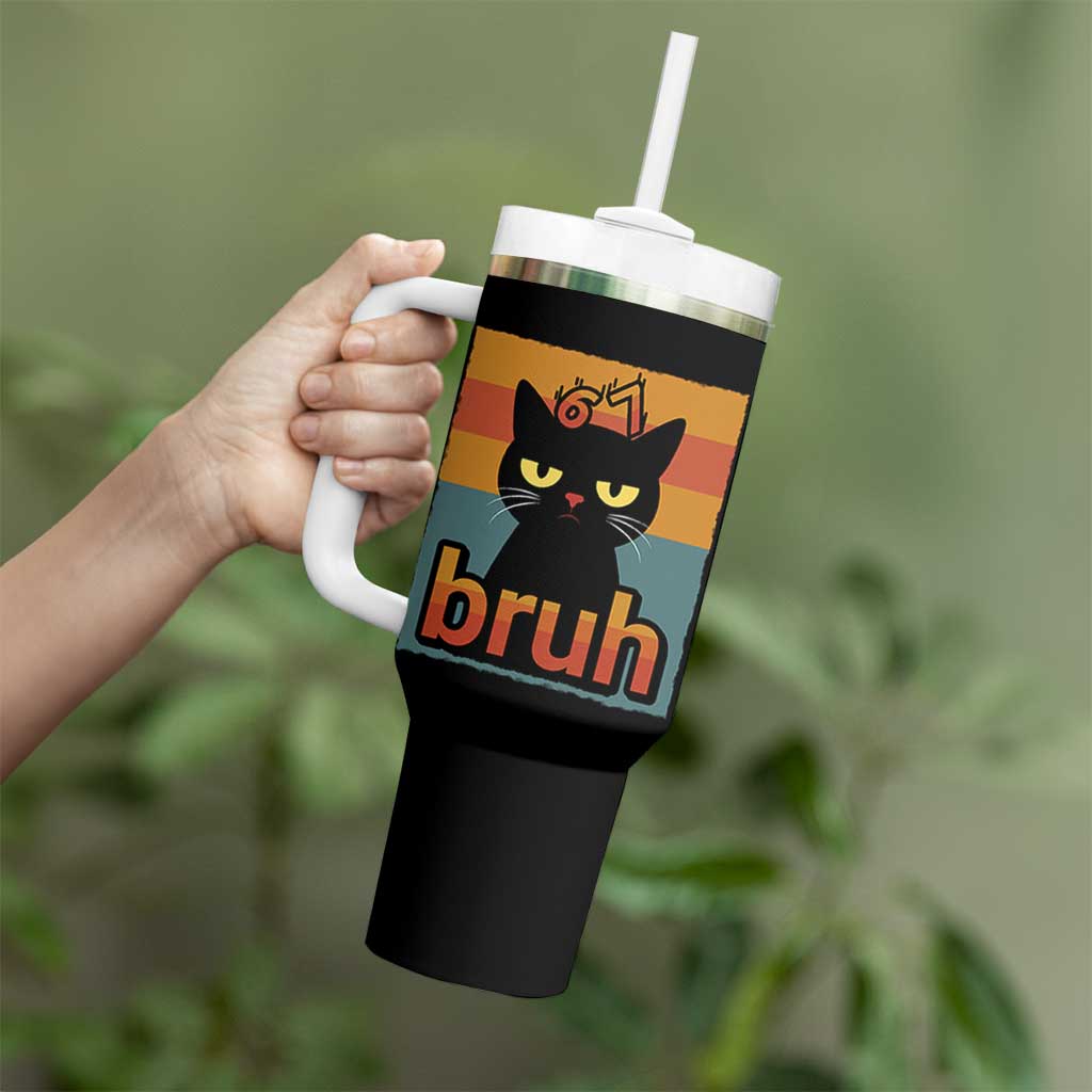 67 Six Seven Bruh Cat Meme Tumbler With Handle Cute Black Cat Funny Saying - Wonder Print Shop