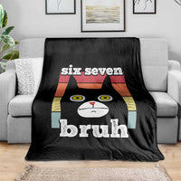 67 Bruh Meme Throw Blanket Funny Six Seven Black Cat - Wonder Print Shop