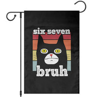 67 Bruh Meme Garden Flag Funny Six Seven Black Cat - Wonder Print Shop