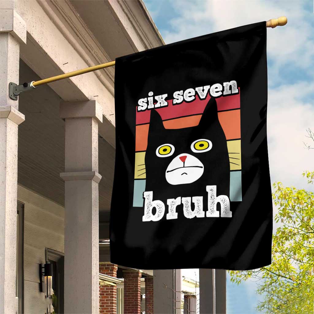 67 Bruh Meme Garden Flag Funny Six Seven Black Cat - Wonder Print Shop