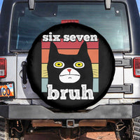 67 Bruh Meme Spare Tire Cover Funny Six Seven Black Cat - Wonder Print Shop