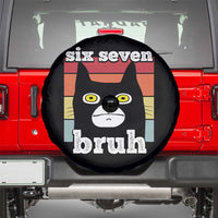 67 Bruh Meme Spare Tire Cover Funny Six Seven Black Cat - Wonder Print Shop