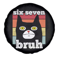 67 Bruh Meme Spare Tire Cover Funny Six Seven Black Cat - Wonder Print Shop