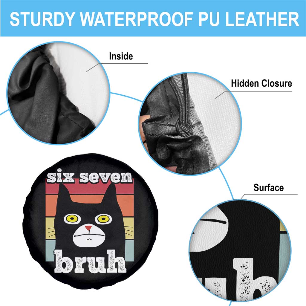 67 Bruh Meme Spare Tire Cover Funny Six Seven Black Cat - Wonder Print Shop
