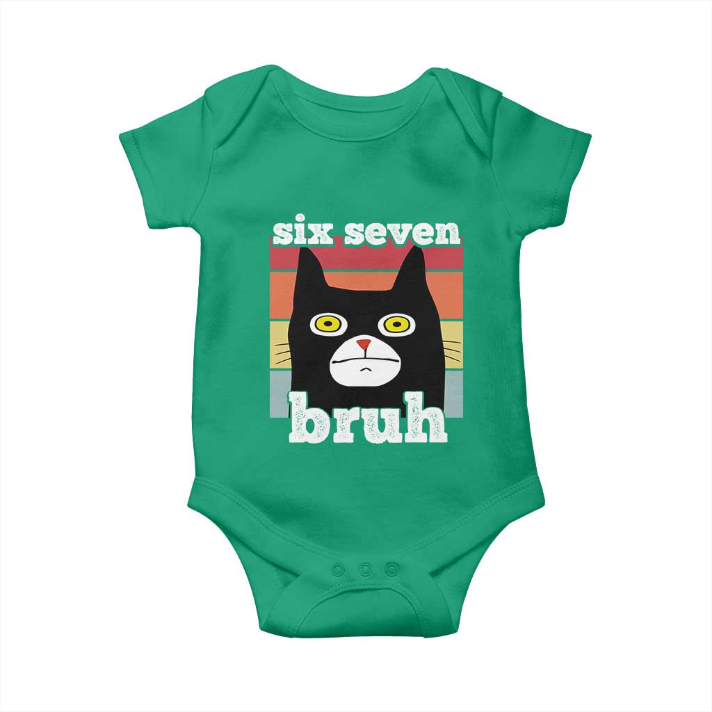 67 Bruh Meme Baby Onesie Funny Six Seven Black Cat - Wonder Print Shop
