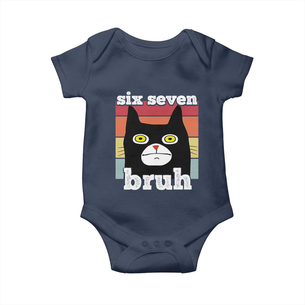 67 Bruh Meme Baby Onesie Funny Six Seven Black Cat - Wonder Print Shop
