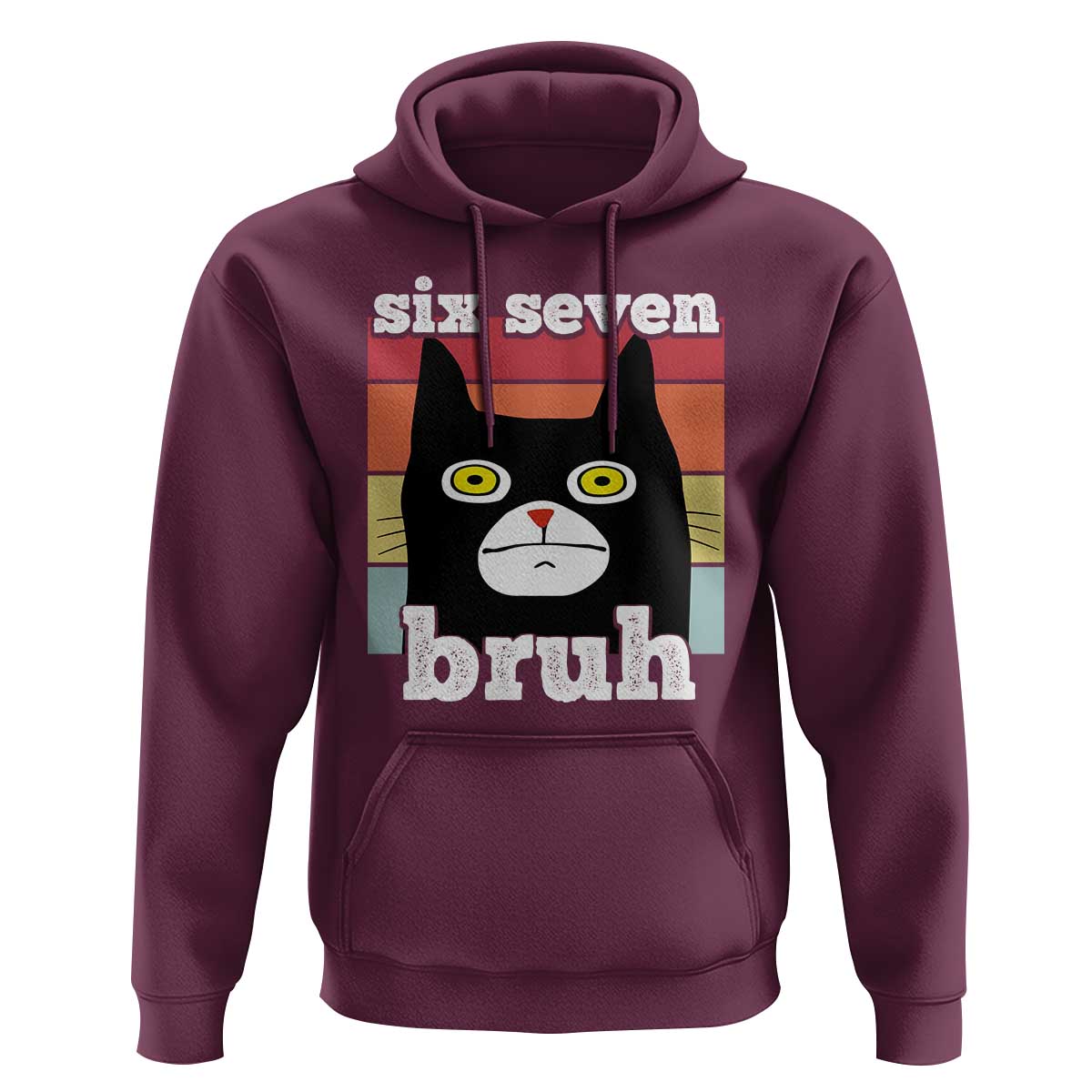 67 Bruh Meme Hoodie Funny Six Seven Black Cat - Wonder Print Shop