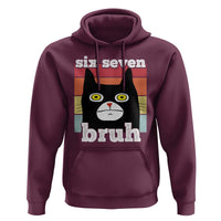 67 Bruh Meme Hoodie Funny Six Seven Black Cat - Wonder Print Shop