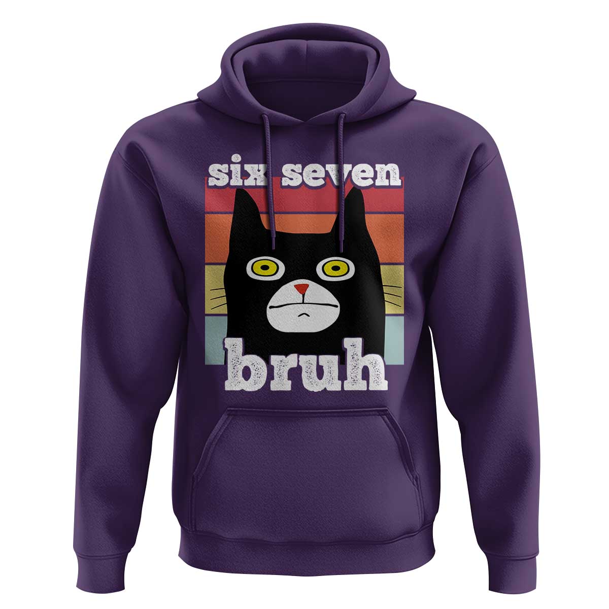 67 Bruh Meme Hoodie Funny Six Seven Black Cat - Wonder Print Shop
