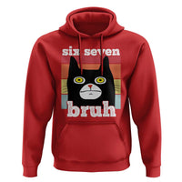 67 Bruh Meme Hoodie Funny Six Seven Black Cat - Wonder Print Shop