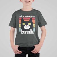 67 Bruh Meme T Shirt For Kid Funny Six Seven Black Cat - Wonder Print Shop