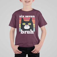 67 Bruh Meme T Shirt For Kid Funny Six Seven Black Cat - Wonder Print Shop