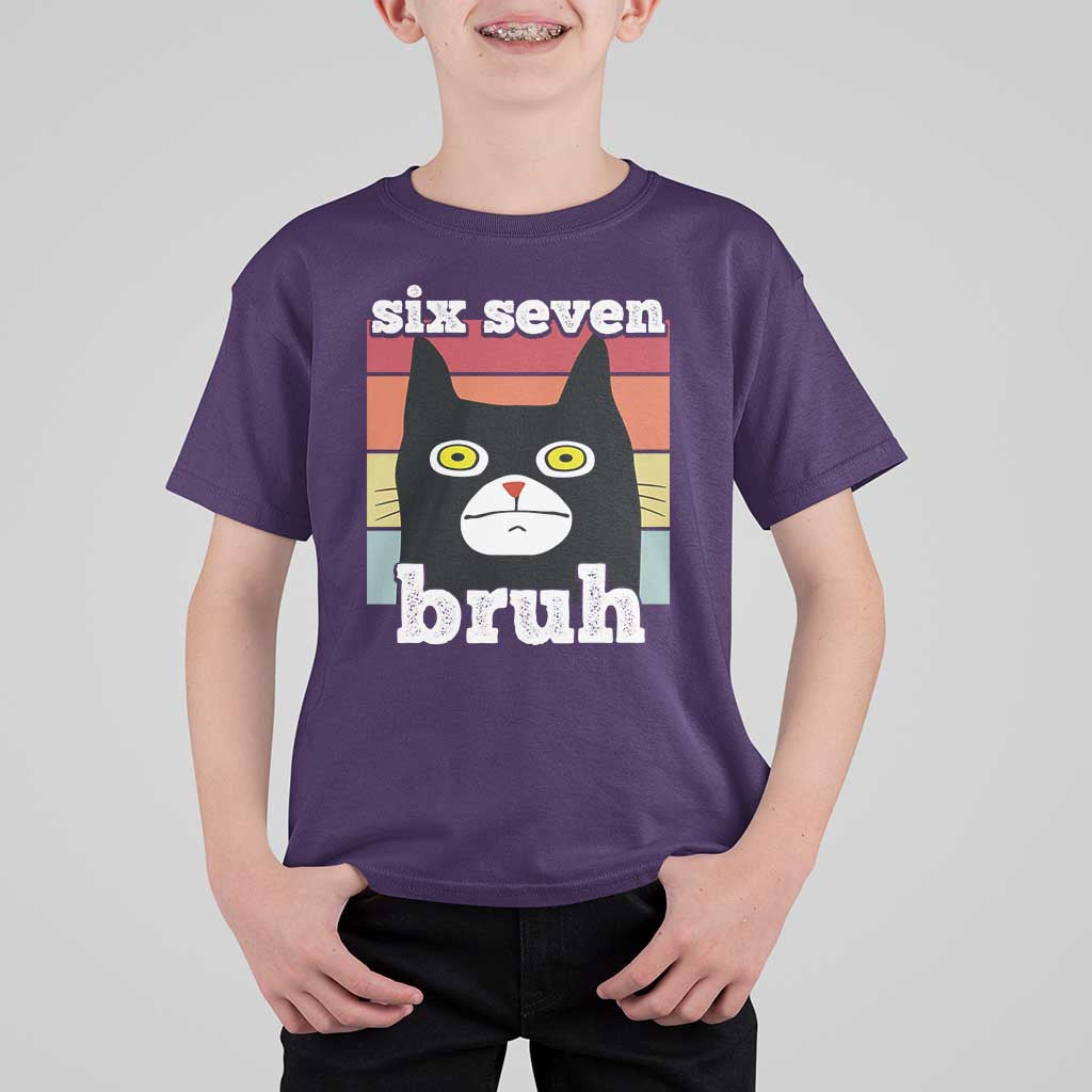 67 Bruh Meme T Shirt For Kid Funny Six Seven Black Cat - Wonder Print Shop
