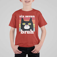 67 Bruh Meme T Shirt For Kid Funny Six Seven Black Cat - Wonder Print Shop