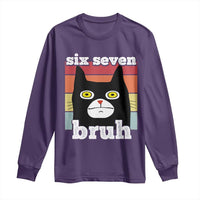 67 Bruh Meme Long Sleeve Shirt Funny Six Seven Black Cat - Wonder Print Shop