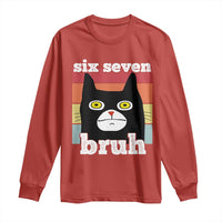 67 Bruh Meme Long Sleeve Shirt Funny Six Seven Black Cat - Wonder Print Shop