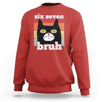 67 Bruh Meme Sweatshirt Funny Six Seven Black Cat - Wonder Print Shop