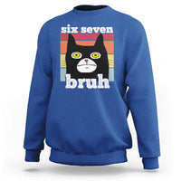 67 Bruh Meme Sweatshirt Funny Six Seven Black Cat - Wonder Print Shop