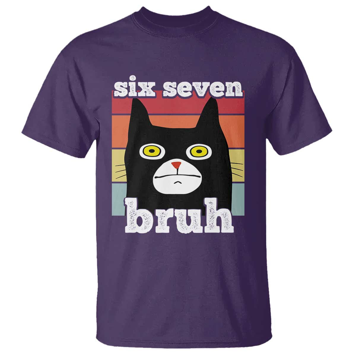 67 Bruh Meme T Shirt Funny Six Seven Black Cat - Wonder Print Shop