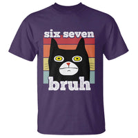 67 Bruh Meme T Shirt Funny Six Seven Black Cat - Wonder Print Shop