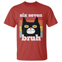 67 Bruh Meme T Shirt Funny Six Seven Black Cat - Wonder Print Shop