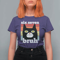 67 Bruh Meme T Shirt For Women Funny Six Seven Black Cat - Wonder Print Shop