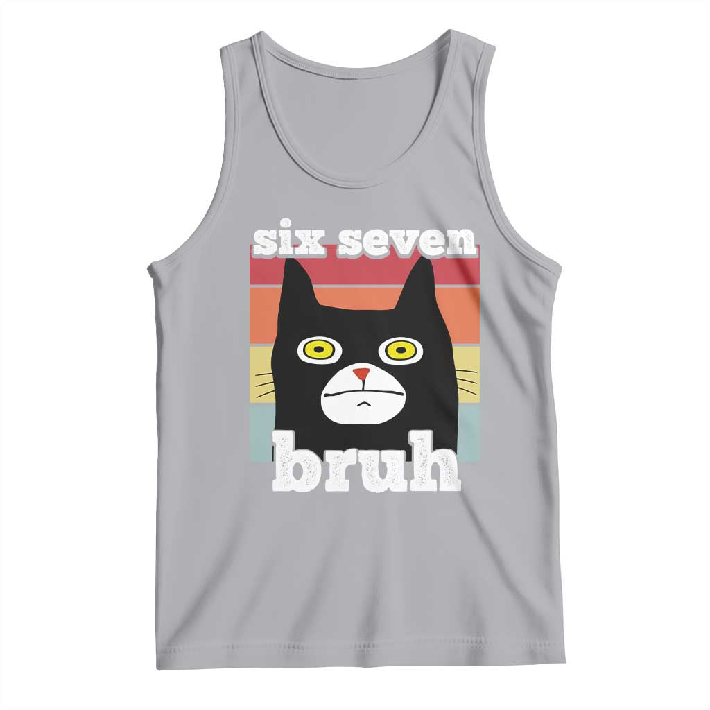 67 Bruh Meme Tank Top Funny Six Seven Black Cat - Wonder Print Shop