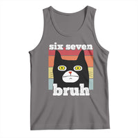 67 Bruh Meme Tank Top Funny Six Seven Black Cat - Wonder Print Shop