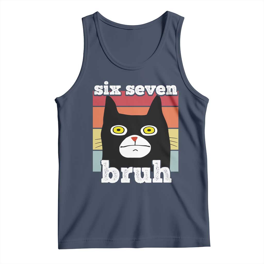 67 Bruh Meme Tank Top Funny Six Seven Black Cat - Wonder Print Shop