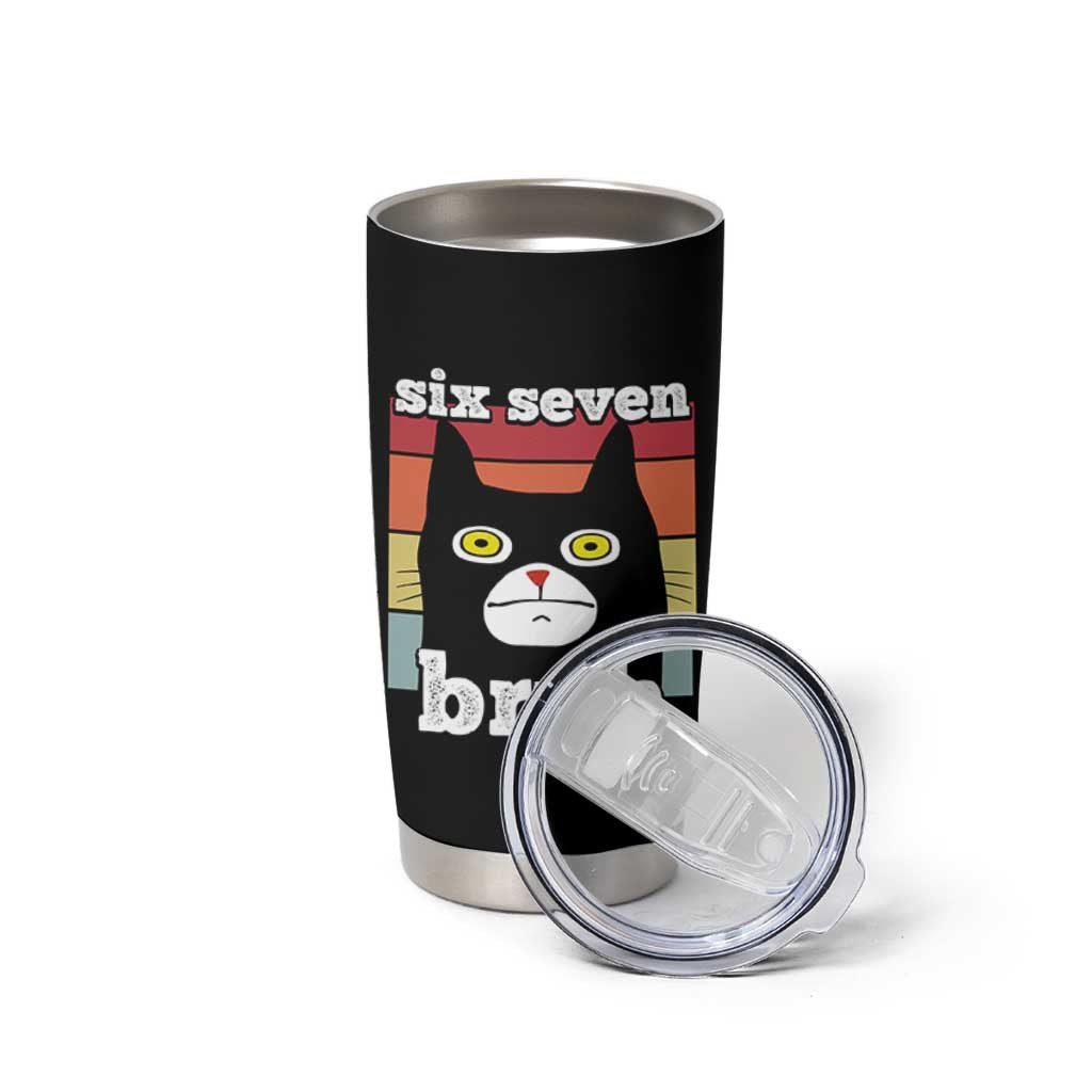 67 Bruh Meme Tumbler Cup Funny Six Seven Black Cat - Wonder Print Shop