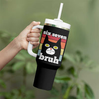 67 Bruh Meme Tumbler With Handle Funny Six Seven Black Cat - Wonder Print Shop