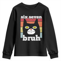 67 Bruh Meme Youth Sweatshirt Funny Six Seven Black Cat - Wonder Print Shop