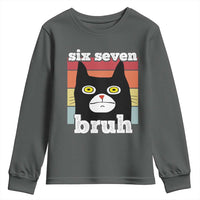 67 Bruh Meme Youth Sweatshirt Funny Six Seven Black Cat - Wonder Print Shop