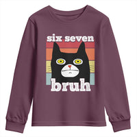 67 Bruh Meme Youth Sweatshirt Funny Six Seven Black Cat - Wonder Print Shop