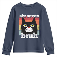 67 Bruh Meme Youth Sweatshirt Funny Six Seven Black Cat - Wonder Print Shop
